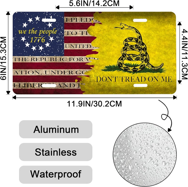 Smoaffly Don't Tread On Me License Plate,American Flag Decorative Car Front,Metal Plate,Vanity Tag,Aluminum Noverlty License Plate for Men/Women/Boy/Girls Car 6×12 Inch - Image 3